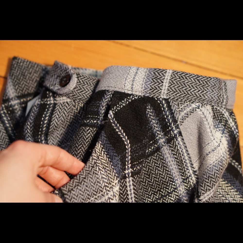 Tartan Plaid Skirt - grey, blue, black, and white